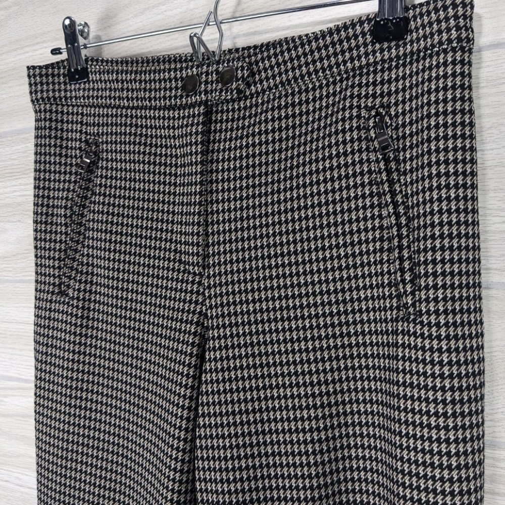 H&M Front Zip Houndstooth Pattern Trouser Pants 8 - Picture 3 of 8